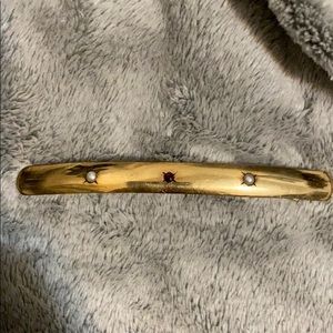12K Gold Plated Garnet / Pearl Vintage Hair Pin